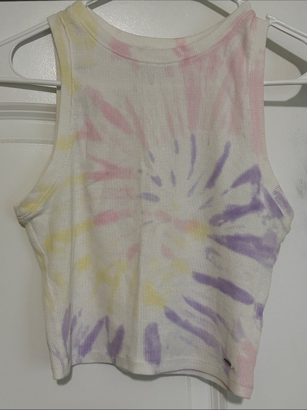 Hollister Pastel Tie-Dye Ribbed Tank Top - Pink, Purple & Yellow - LIGHTLY WORN!